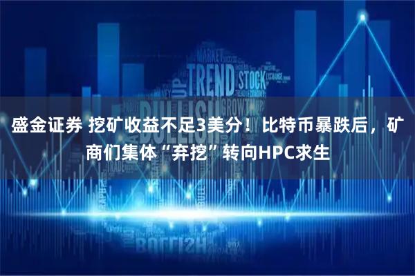 盛金证券 挖矿收益不足3美分！比特币暴跌后，矿商们集体“弃挖”转向HPC求生